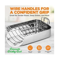 NutriChef 14" Roaster With Polished Rack And Wire Handle