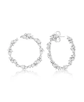 Suzy Levian New York Suzy Levian Sterling Silver White Cubic Zirconia Open Circle Cluster Earrings