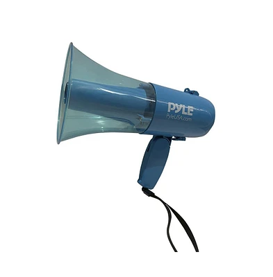 Pyle Megaphone Siren Bullhorn Speaker With Rechargeable Battery, Transparent Blue