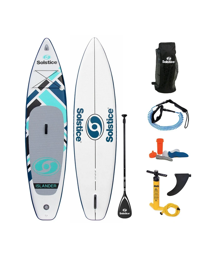 Solstice Watersports Islander 11 Foot Inflatable Stand-Up Paddle Board Kit, Teal