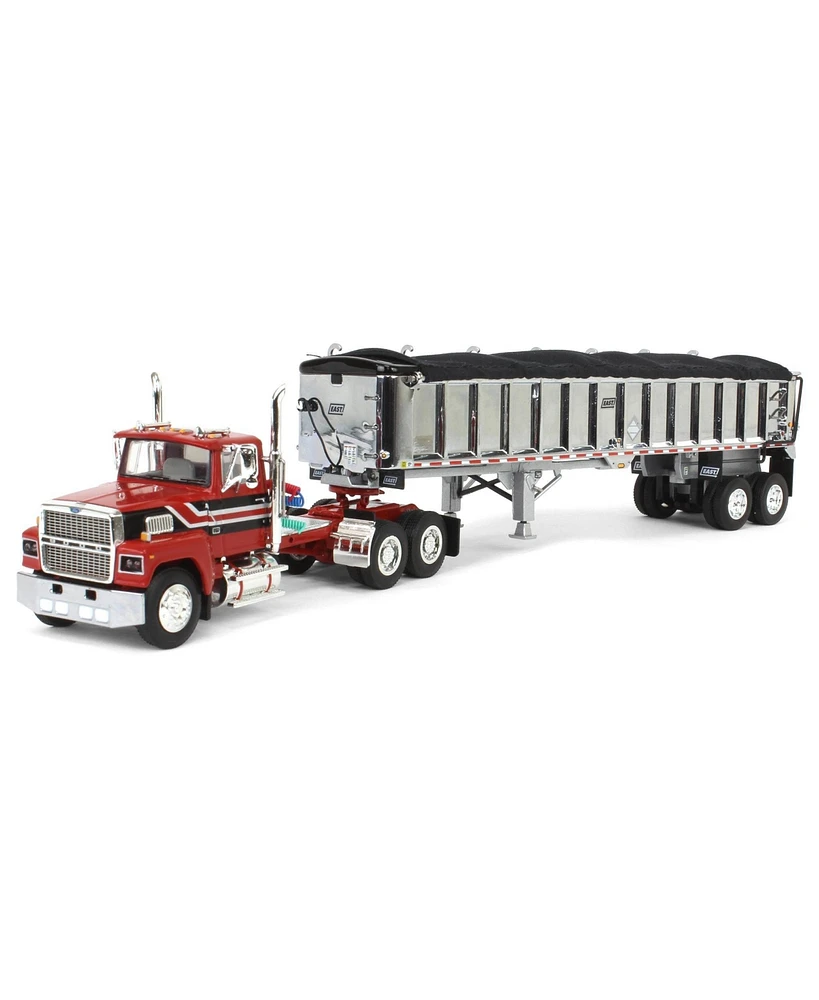 First Gear Dcp 1/64 Red & Black Ford Ltl Day Cab w/ East End Dump Trailer