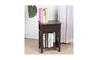 Slickblue Fch Nightstand Modern End Table, Side Table with 1 Drawer and Storage Shelf, Brown
