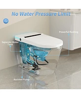 Lalahoo Smart Toilet with Tank, Auto open & close, Heated seat, Foot Sensor Flush, Built-in Booster Pump, Powerful Flushing, Modern Toilets with Led D