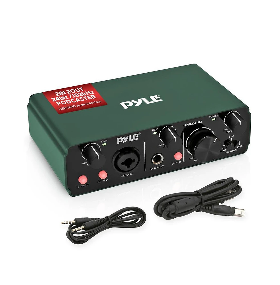 Pyle Podcasting Usb/Asio Audio Interface for Recording, Songwriting, Streaming, and Podcasting