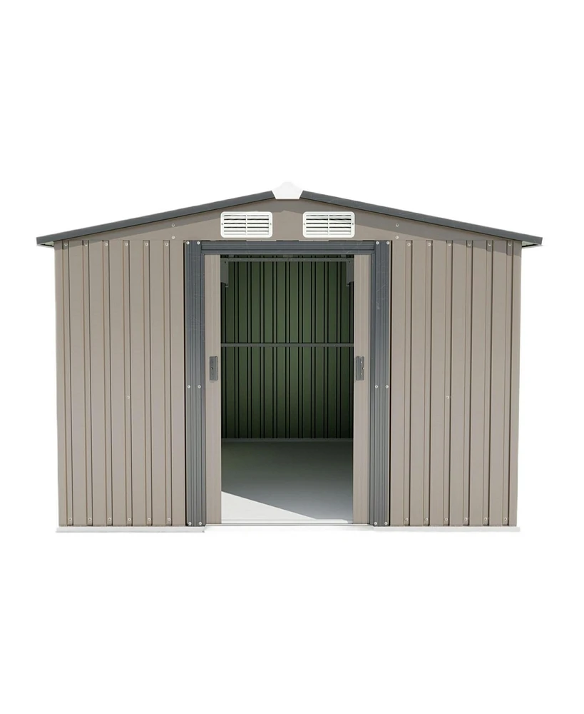 Mondawe Brown Metal Outdoor Storage Shed 10FT x 8FT