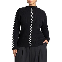 Eloquii Women's Stitch Detail Sweater