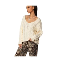 Edikted Women's Inga Oversized Cable Knit Sweater