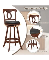 Costway Set of 2 Bar Stools 30'' Swivel Bar Height Chairs with Footrest for Kitchen Pub