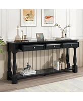 Slickblue 63'' Long Console Table with Drawers and Shelf – Perfect for Entryway, Hallway, or Living Room