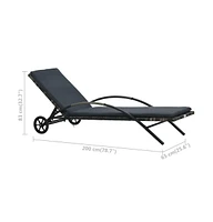 vidaXL Sun Lounger with Cushion & Wheels Poly Rattan Anthracite