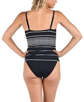 La Blanca Womens City Lights Lingerie Strap Tankini Top Classic Bikini Bottoms