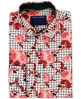 Men's Slim Fit Non-Iron Floral-Print Performance Stretch Dress Shirt