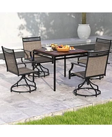 Costway Patio Swivel Dining Chairs Set of with Quick-Drying Fabric and Metal Frame