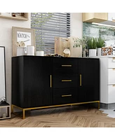 Homsee Black Storage Accent Cabinets with 3-Drawers and 2-Cabinets