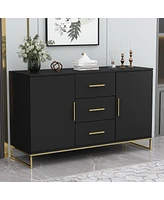 Homsee Black Storage Accent Cabinets with 3-Drawers and 2-Cabinets