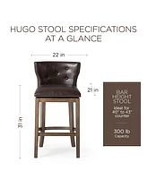 Maven Lane Hugo Bar Stool in Walnut Finish with Marksman Saddle Leather