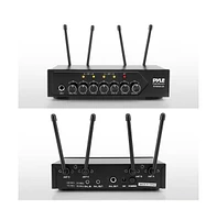 Pyle Bluetooth Wireless Pa Microphone System, Uhf, Includes (4) Handheld Mics, Public Address Mic with Talk-Over