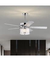 Slickblue 52" Chrome Drum Shade Led Ceiling Fan with 3 Lights & Remote