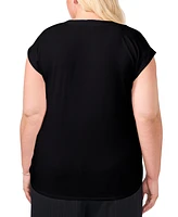 Vince Camuto Plus Split-Neck Cap-Sleeve Blouse, Created for Macy's