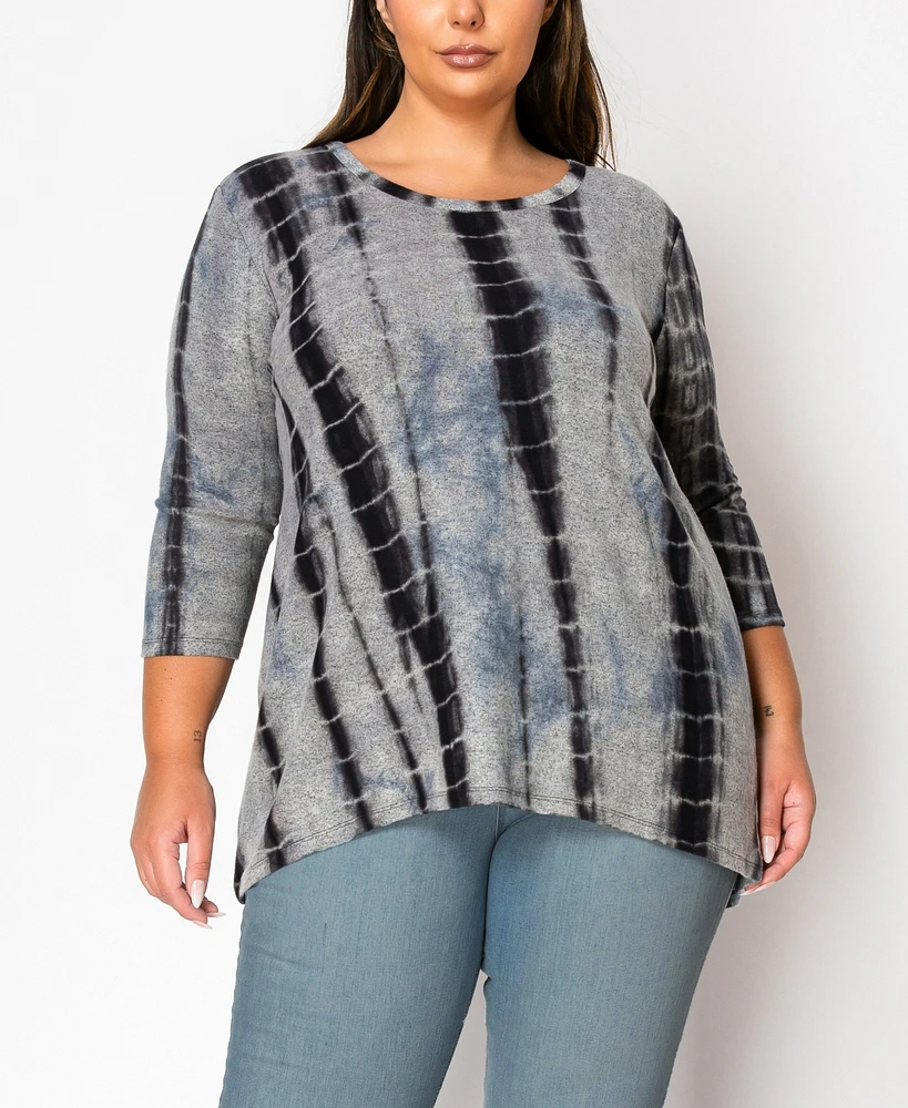 Coin 1804 Plus Tie Dye Cozy 3/4 Sleeve Top