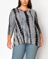 Coin 1804 Plus Tie Dye Cozy 3/4 Sleeve Top