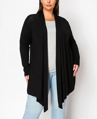 Coin 1804 Plus Lace Yoke Flyaway Cardigan Sweater