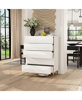 Homsee White Side Table, Chest of Drawers with 5-Drawers