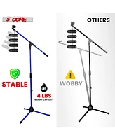 5 Core Tripod Mic Stand Pair Heavy Duty Adjustable Holder Floor Microphone Boom Arm - Dark Blue