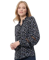 Jones New York Women's Printed Ruffled-Placket Blouse