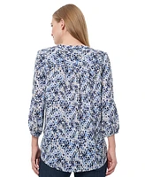 Jones New York Women's Printed Pleated V-Neck Tunic