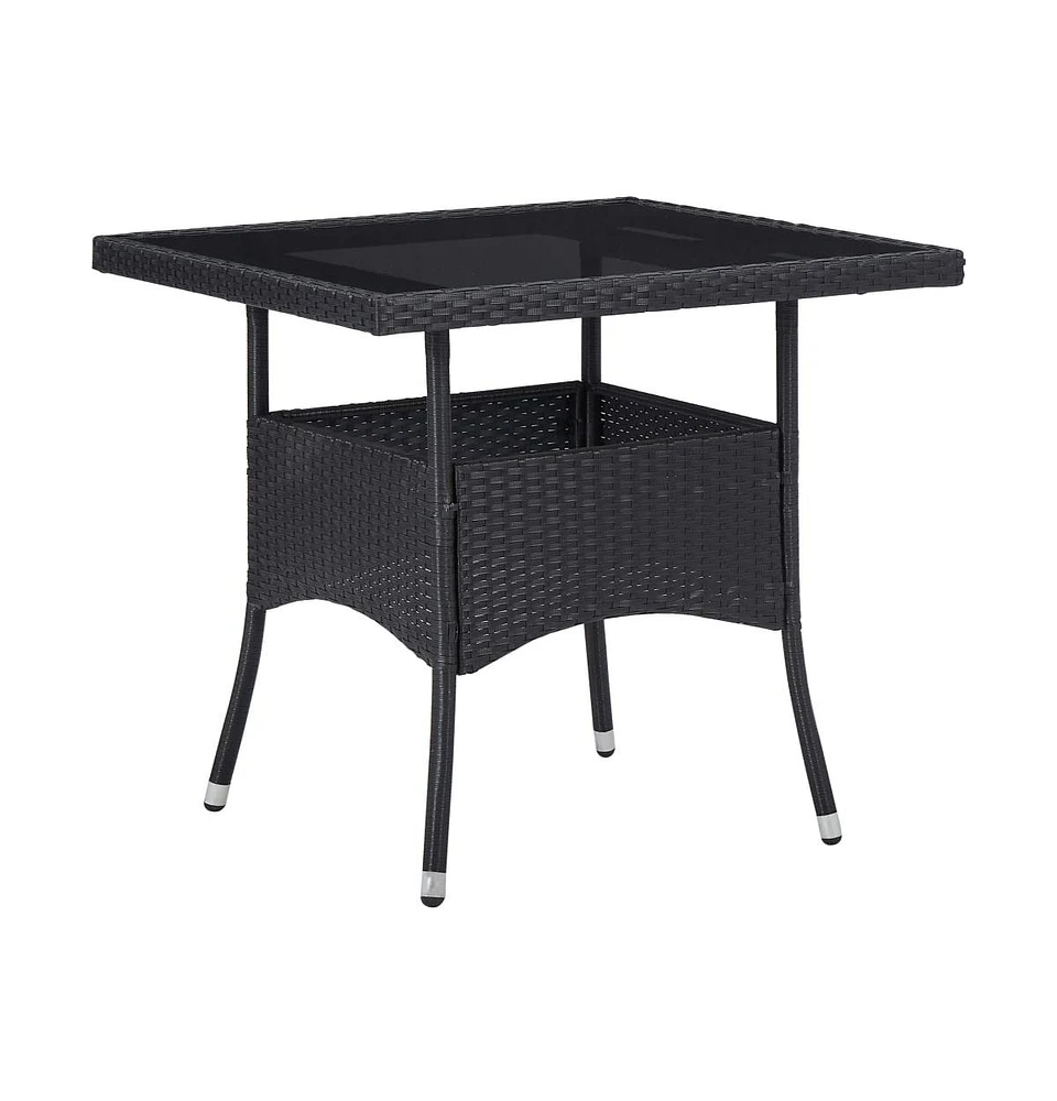 vidaXL Patio Dining Table Poly Rattan and Glass