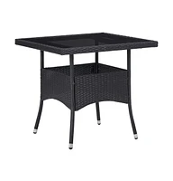 vidaXL Patio Dining Table Poly Rattan and Glass