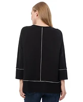 Jones New York Women's Piping Dolman 3/4-Sleeve Top