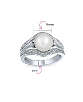 Bling Jewelry Freshwater White Pearl Ring .925 Sterling Silver