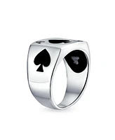 Bling Jewelry Lucky Las Vegas Gambler Ace Of Spade Ring .925 Sterling Silver