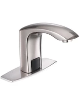 Greenspring Automatic Sensor Touchless Faucet Brushed Nickel Single Hole Bathroom Faucet Hands