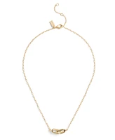 Coach Gold-Tone Stitched Link Pendant Necklace