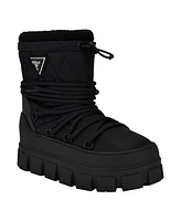 Guess Women's Unique Round Toe Lug Sole Cold Weather Puffy Winter Booties