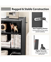 Costway 2 Pcs 3-Tier Bookcase Open Multipurpose Display Rack Cabinet with Adjustable Shelves