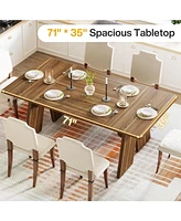 Tribesigns 71" Large Dining Table for 6 People, Farmhouse Dinner Table, Wood Rectangular Dining Table with Thickened Legs for Kitchen, Dining Room, Li