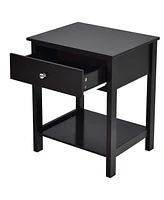 Gymax 2PCS 2-Tier Nightstand Modern Side End Table w/ Drawer & Open Shelf White