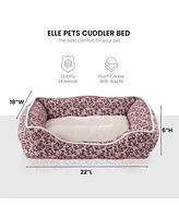 Elle Cuddler Dog Beds for Small Dogs, Washable Pet Bed for Cat and Dog, Printed Microsuede with Plush Center