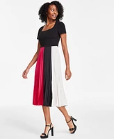 Karl Lagerfeld Paris Women's Colorblocked Pleated Dress