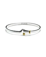 Bling Jewelry Two Tone Stacking Functional Hook And Eye Catch Bangle Bracelet For Women Yellow Gold Platerd Sterling Silver Adjustable 7-8 Inch - Two