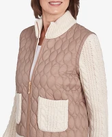 Alfred Dunner Petite Telluride Sweater Trim Quilted Jacket