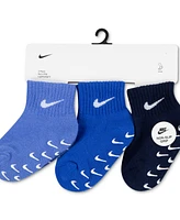 Nike Baby and Toddler Logo Gripper Ankle Socks, 3 Pack