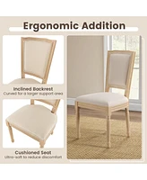 Costway French Dining Chair Set of with Rectangular Backrest & Solid Rubber Wood Frame