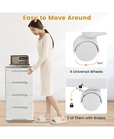 Costway Pcs -Drawer Plastic Rolling Storage Cart with 4 Universal Wheels Dresser Cabinet