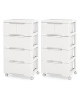 Costway Pcs -Drawer Plastic Rolling Storage Cart with 4 Universal Wheels Dresser Cabinet