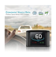 Pyle Smart Car Hud Heads-Up Display with Gps Compass and Speedometer